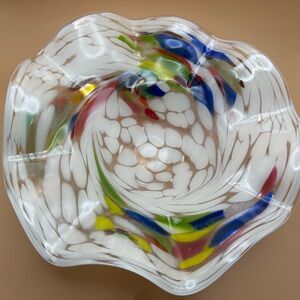Vintage Murano ruffle edge glass bowl